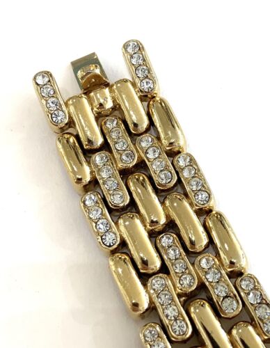 Vintage Ciner schweres goldfarbenes Armband mit Strass signiert - Bild 3 von 5