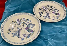 2 TURI DESIGN “LOTTE” NORWAY HAND PAINTED SILKSCREEN 6.75” DESSERT BREAD PLATES