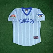 Chicago Cubs Men's 1970's Wrigley 100th Blue Away Cooperstown Throwback Jersey