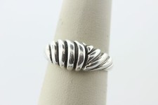 Sterling Silver 925 Ribbed Wave Dome Band Ring - Various Sizes Available