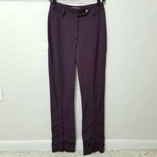 Dolce Gabbana Womens Straight Pants Trousers Plum Ankle Zippers Sz 40 Rolled Up