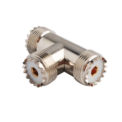 UHF SO239(for PL259) Female to 2xUHF Jack 3 Way T Type RF Coax Adapter Connector - Picture 2 of 3