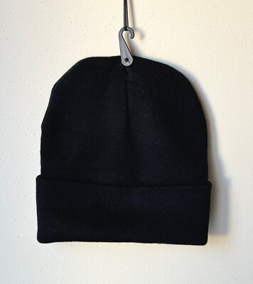 Timberland Logo Patch Cuff Knit Beanie Hat - Black (One Size: See