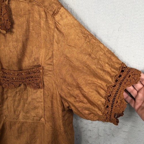 Vintage Tarra By Stephanie La Rue Top Womens 1X Plus Size Brown Linen Lagenlook - Picture 6 of 15