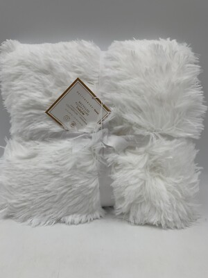 Pottery Barn Teen Recycled Fluffy Faux Fur Throw Blanket White 45