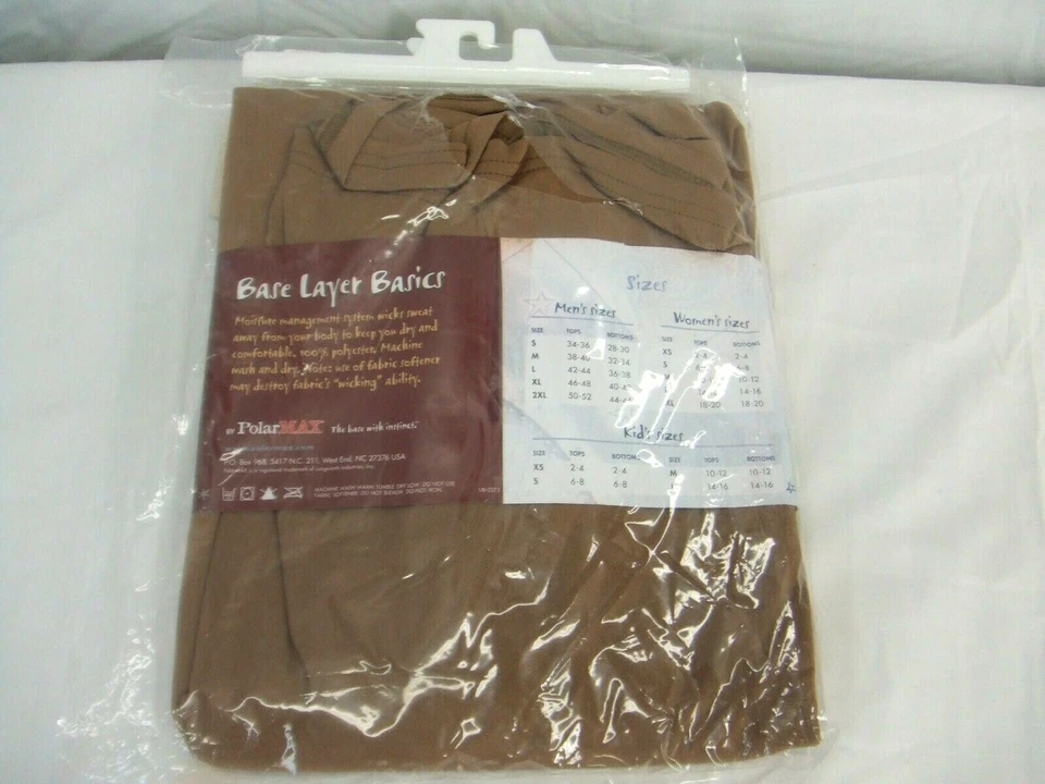 PolarMax Ejército Marrón Peso Seda Capa Base Manga Larga Crew Hombres Pequeño NUEVO ~ y1 Foto 4 de 4