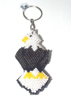 2.5'' Bald Eagle Beaded  Keychain  Double Sided Handmade New