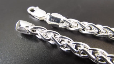 6MM Thick Mens Solid 925 Sterling Silver Italian Spiga Wheat Chain