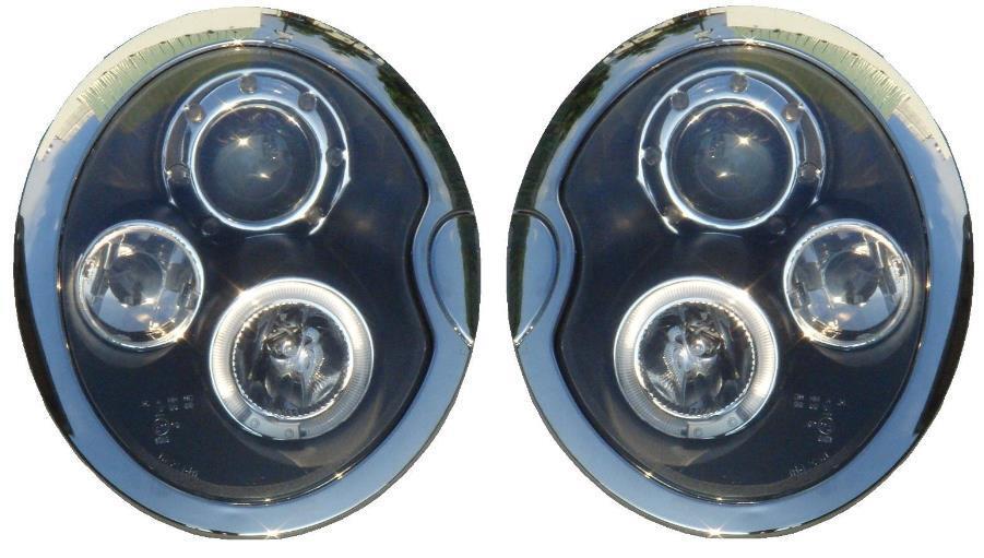 For BMW Mini 0104 R50 R53 Black LED Halo Angel Eye Headlights Lighting