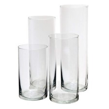Royal Imports Glass Cylinder Flower Centerpiece Vases Set of 4 - Hurricane Ca...