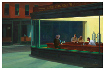 The Big Lebowski Nighthawks Night Diner Giclee Art Print Poster 24x16 Mondo
