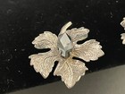 Vintage "SILVERY MAPLE" silver tone Leaf Clip On Earrings 1.5" statement — photo 2
