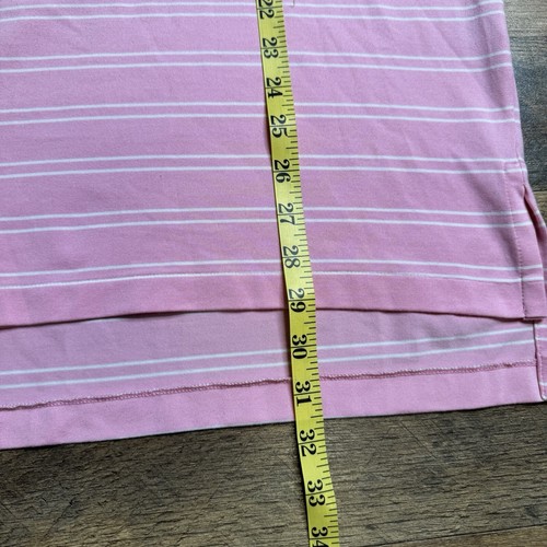 Ralph Lauren Polo Golf Pink/White Stripe Shirt w/ Rolling Rock Club Logo Large - Picture 8 of 12
