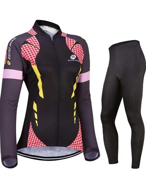ZEROBIKE Women's Breathable Long Sleeve 3D Gel Padded Bicycle Cycling Suit Large