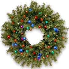 National Tree Company Pre-Lit Christmas Wreath, Multicolor Lights, 24 Inches