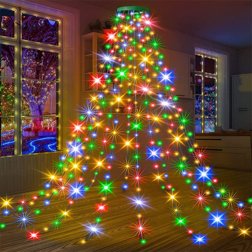 Christmas Tree Star Topper String Light Waterfall Xmas Tree Lights In/Outdoor TK - Picture 2 of 19