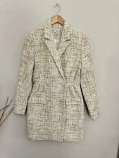 Jason WuTweed long Trench Blazer jacket Boucle Double Breast cream  Size Small