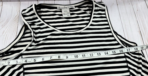 American Rag Cie Women's XL Plus Black White Striped Tank Top Blouse Ladies - Picture 5 of 6