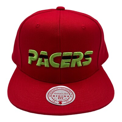 NWT Mitchell & Ness Indiana Pacers NBA Reverse Grinch Snapback Hat Cap Red