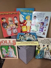 6 Paper Doll Books - Dolly Dingle Harper's Dionne Quints Jumeau Raggedy Ann +