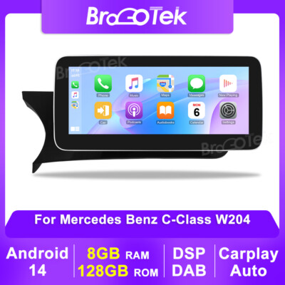 10.25'' Android 14 Multimedia GPS Sat Nav Carplay For Mercedes Benz C Class W204