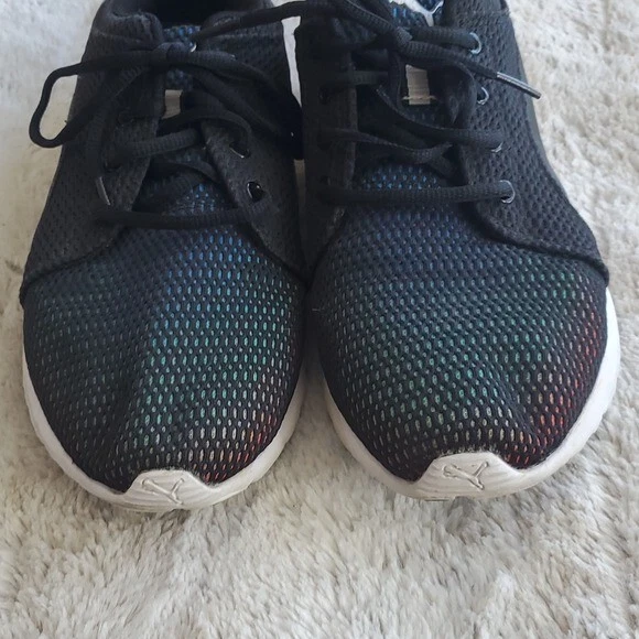 Puma Women s Carson Prism Black Rainbow Mesh Running Shoes Size 9.5