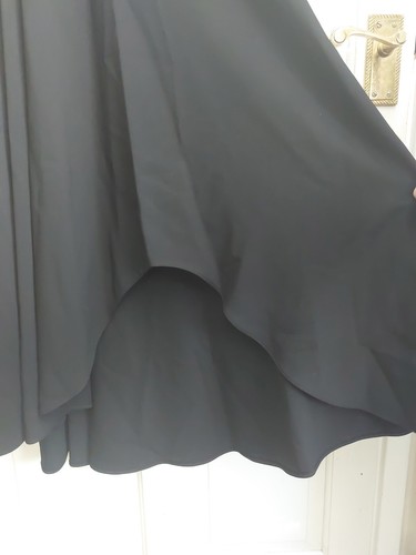 Gina Bacconi Moos Krepp Kleid gefüttert Mieder schwarz Gr UK 14 asymmetrischer Rock - Bild 6 von 10