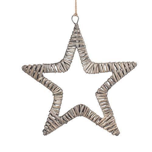 Antique Wash Willow Flat Open Hanging Star Wreath Christmas Decoration