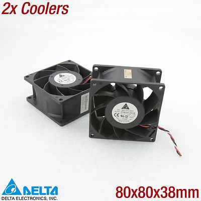 2x DELTA FFB0812EHE SYSTEM COOLER LÜFTER 80x80x38MM 38MM 80MM 3-PIN 12V 5200RPM