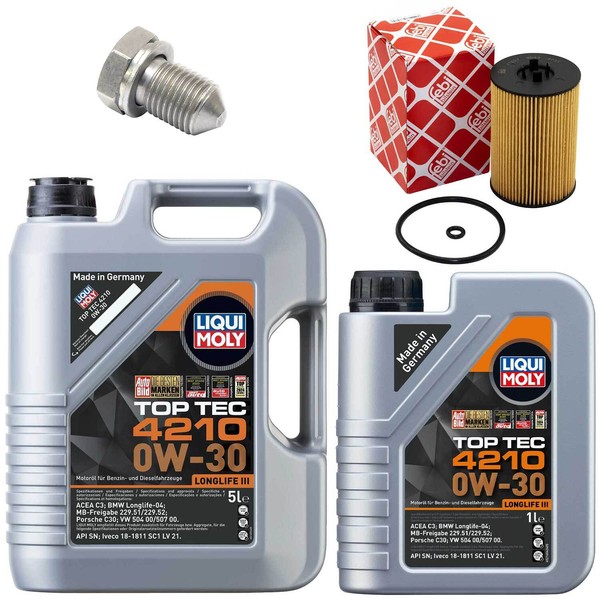 MotoröL Filter Set 4210 0W-30 Liqui Moly 6 Liter + Schraube FüR Seat Skoda Vw-image