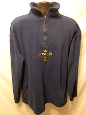 London Corporate Style 1/2 Zip Pullover Sweater Mens Sz XL 100 Polyester Blue