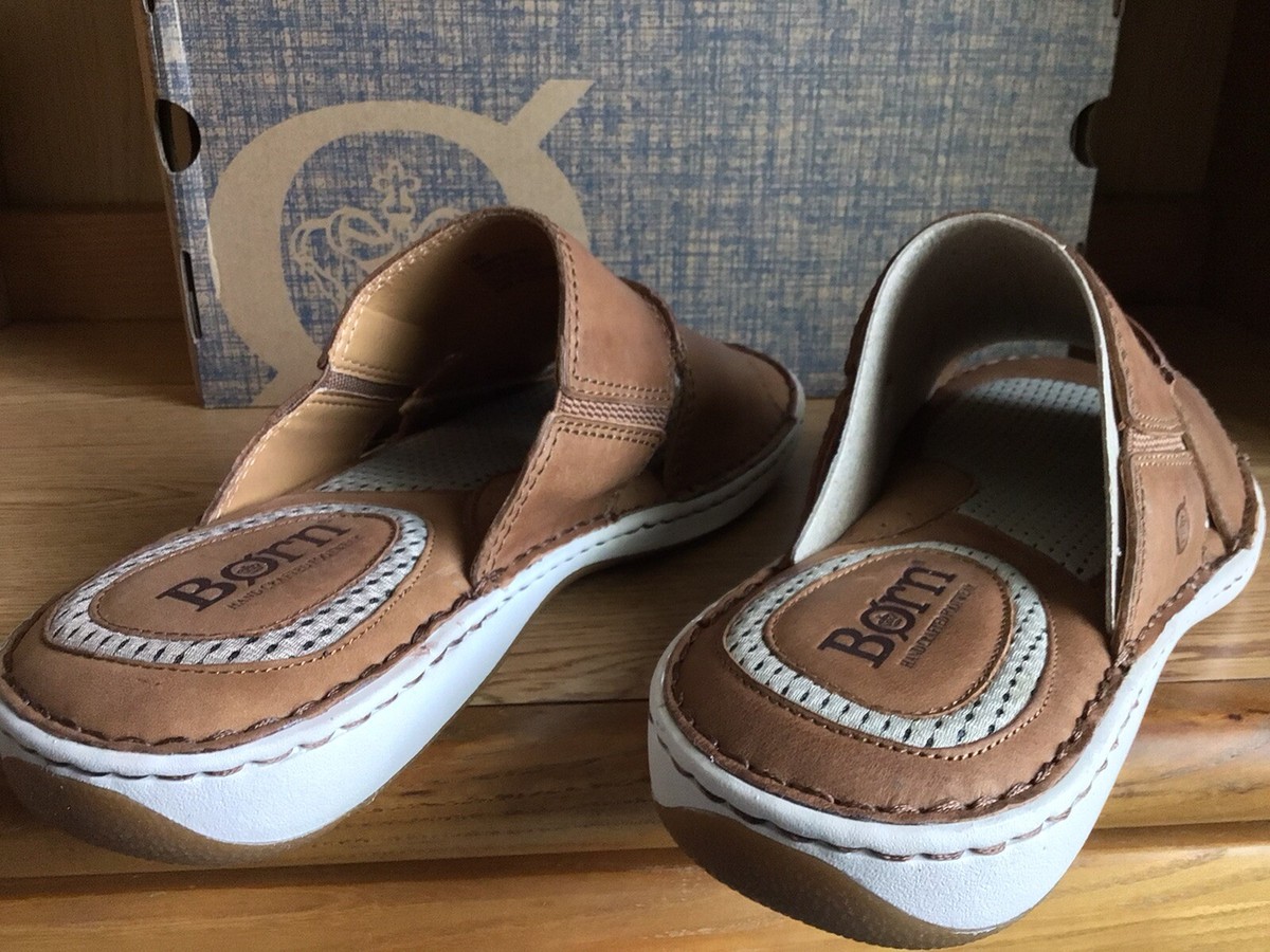 Born Flores Leather Sandal Slides Men Brown Size 12 EU 46 
