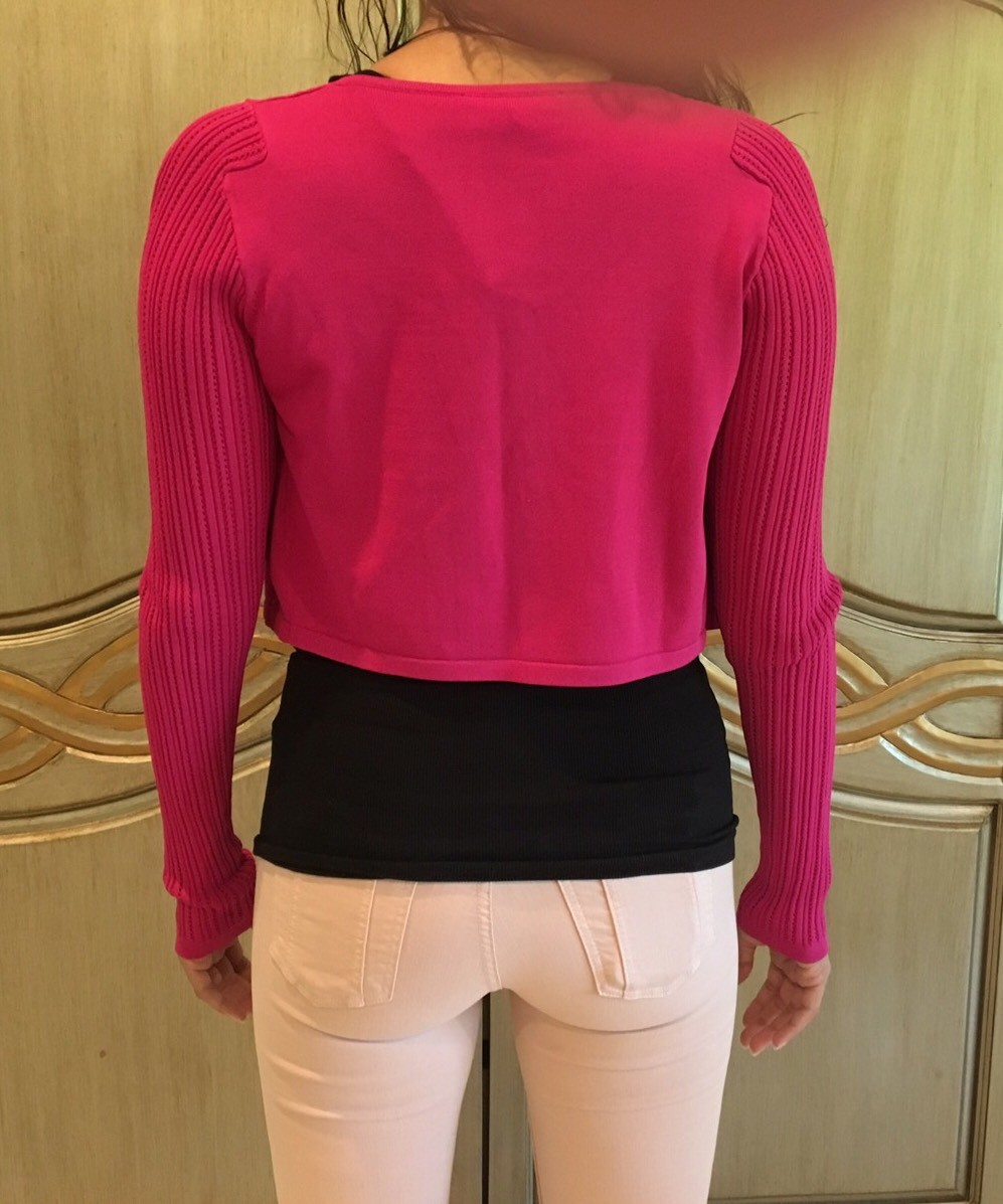 NWT VERSACE COLLECTION Bright Pink Lightweight Cropped Sweater Size 44 image 3