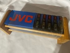 JVC VHS-C TC-30 EHG30 Blank Video Cassettes SEALED Lot of 6 with Wooden Rack