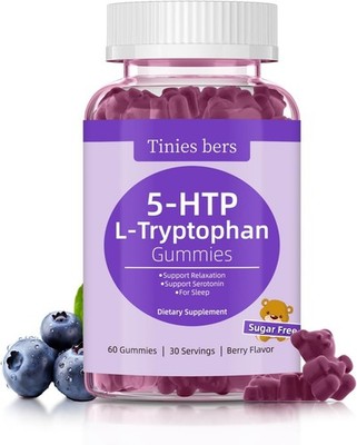 L-Tryptophan Gummies 500mg, 5-HTP 200mg for Adults & Kids, 60ct Supplement