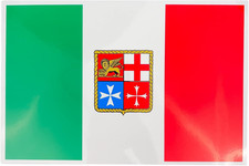 GATE14® Bandiera Italiana Adesiva Con Stemma Marina Mercantile in PVC Lucido