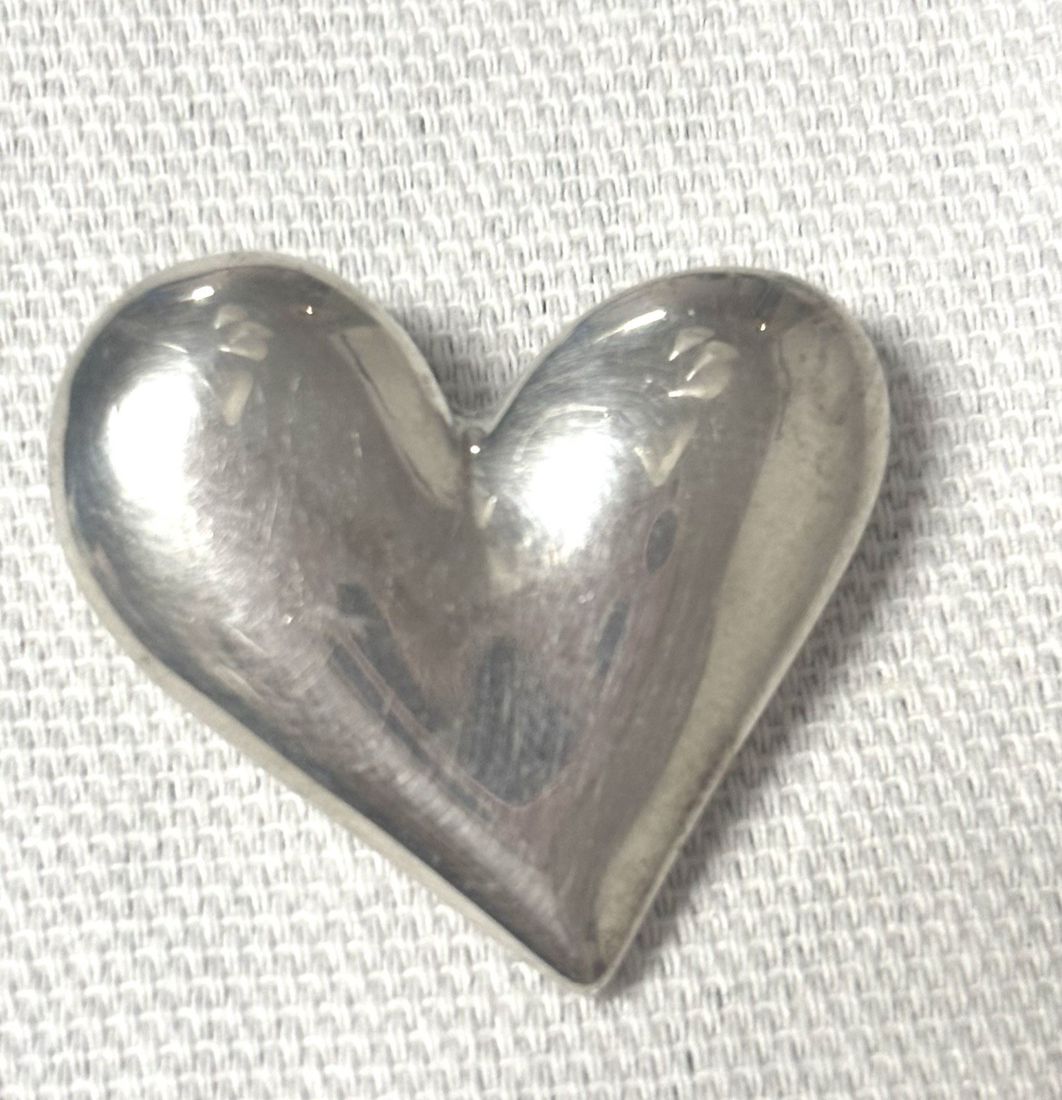 Solid Sterling Silver 925 Puffy Heart Pendant Cha… - image 1