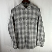 Eddie Bauer Travex Shirt Mens Small Gray Plaid Flannel Long Sleeve