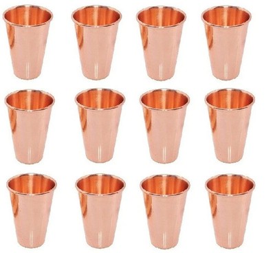Beautiful Copper Water Glass Smooth Drinking Tumbler Health Benefits Set Of 12