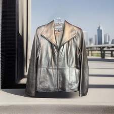 BERNARDO DESIGN Beautiful Women's Vintage Gold Leather Zip-Up Jacket SZ M