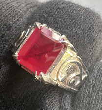 Natural Red Ruby Gemstone With 925 Sterling Silver Ring for Men's Stylish Ring