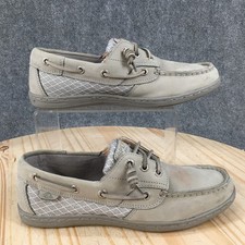 Sperry Top Sider Boat Shoes Womens 7.5 M Lace Up Casual Comfort Leather Gray