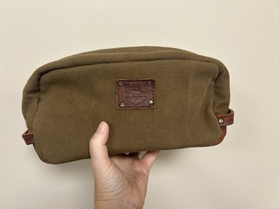 WILL Leather Goods Grady Travel Dopp Kit Pouch Purse Tobacco Canvas Leather Tan
