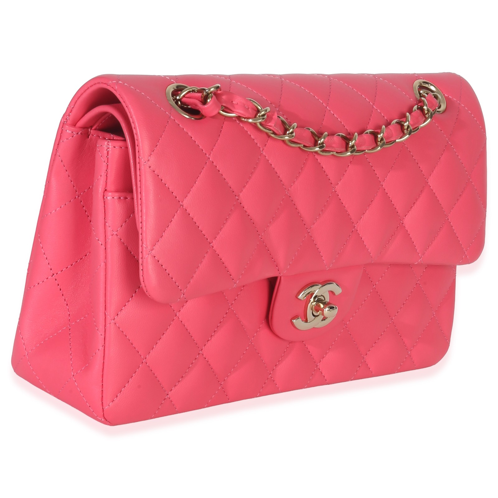 Chanel Pink Quilted Lambskin Small Classic Double Flap Bag image 5