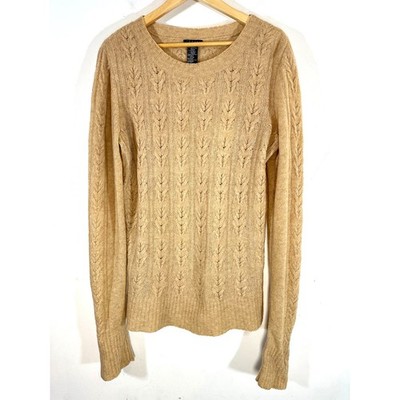 Theory wool camel cable knit sweater Dania B Womans Large neutral quiet luxury