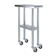 24 In. X 12 In. Stainless Steel Work Table with Casters : Mobile Metal Kitchen U