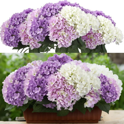 Purple 6 Bundles Hydrangea Artificial Flowers Bulk 30 Heads 20'' Faux Fake Hydra