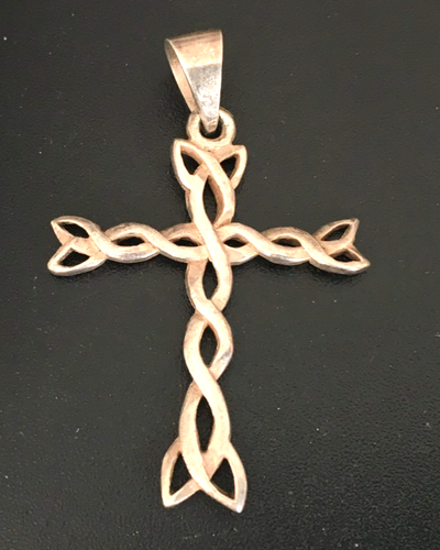 Solid 925 Sterling Silver Celtic Cross Pendant Necklace - Nickel-Free - KimnKim