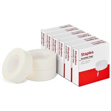 Staples Invisible Tape, 3/4" x 1296", 1" Core, 6 Pack 6 Pack,