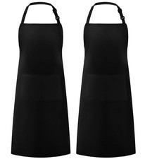Syntus Adjustable Bib Apron with 2 Pockets 26.80 33.10 inch, Basic Black